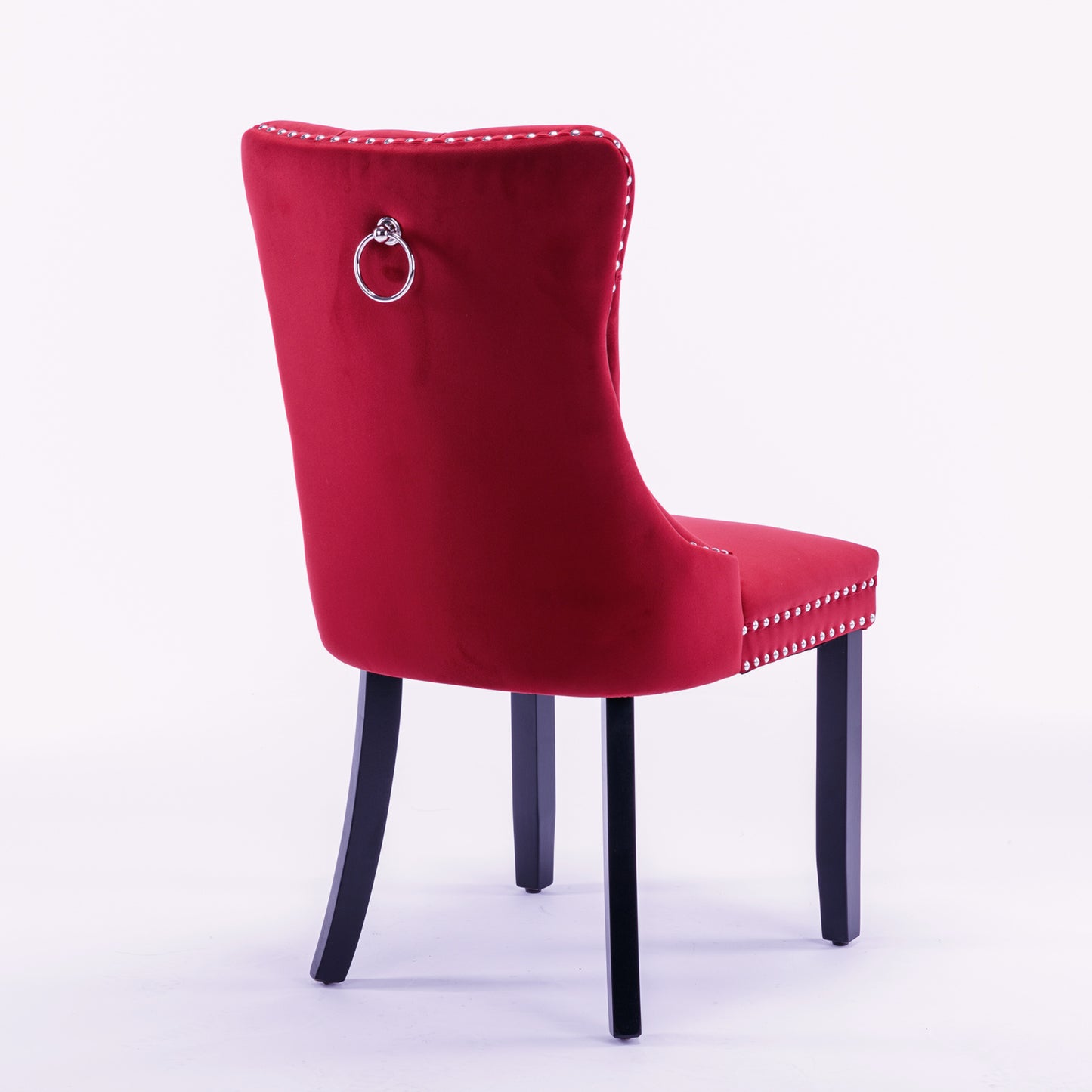 Nikki Tufted Dining Chair with Black Legs in Burgundy Velvet Set of 2