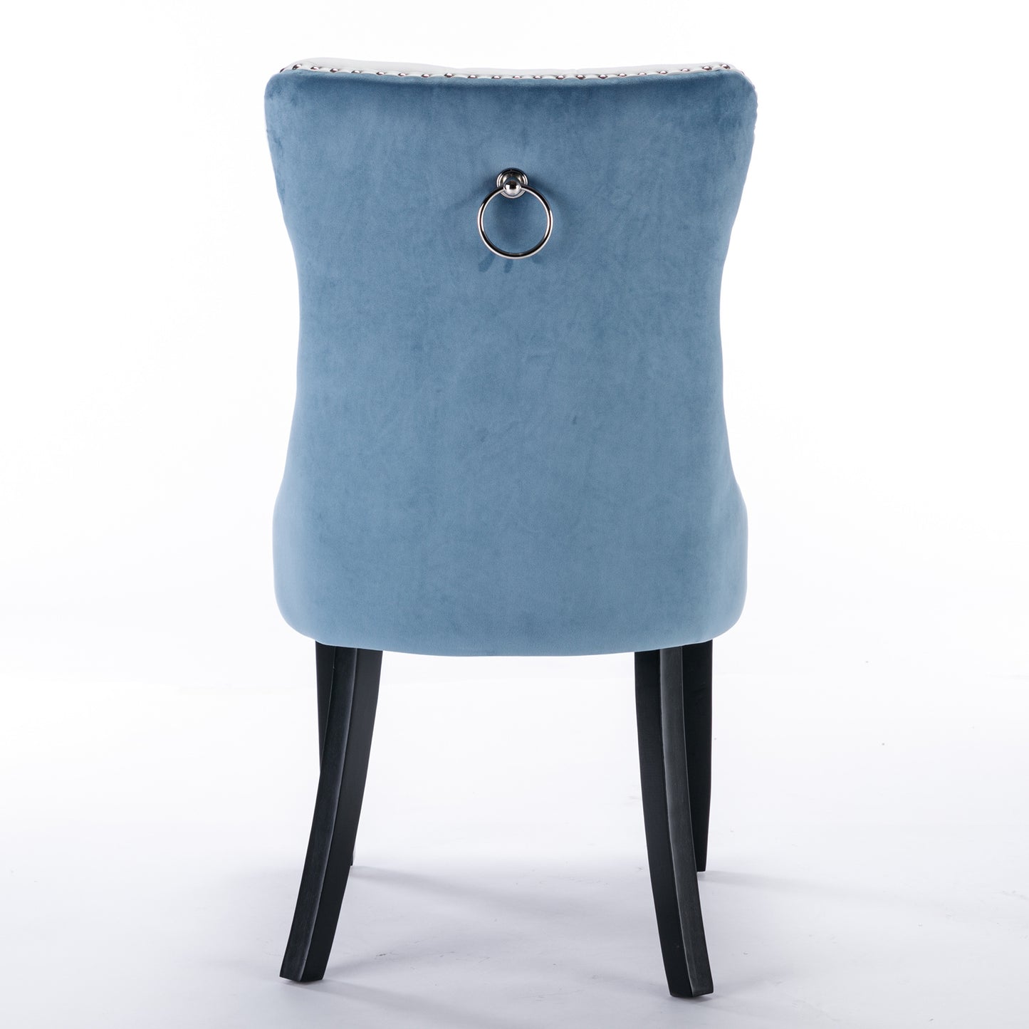 Nikki Modern PU Leather & Velvet Dining Chair Set of 2 - Blue & White
