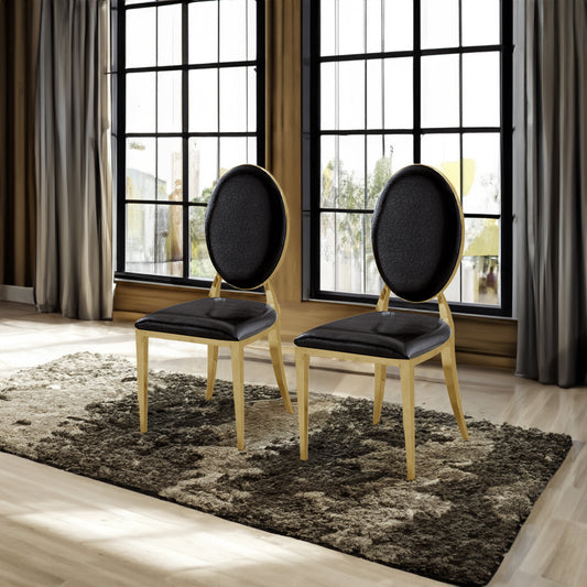 Artisan Furniture Oval Back Dining Chairs Set of 2 Black & Gold
