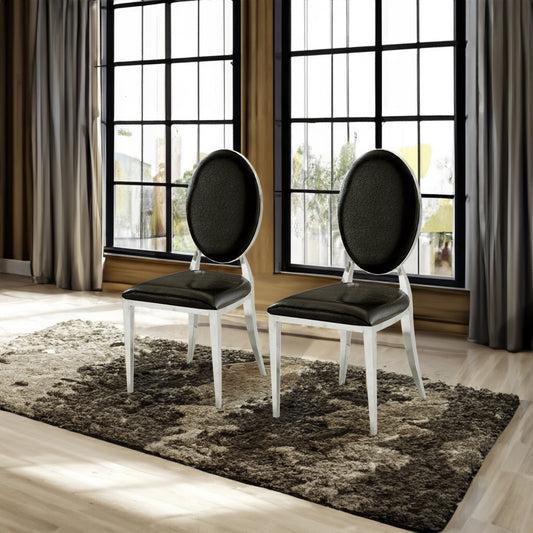 Artisan Furniture Oval Back Dining Chairs Set of 2 Black & Silver