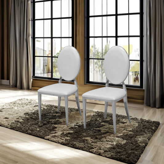 Artisan Furniture Oval Back Dining Chairs Set of 2 White & Silver