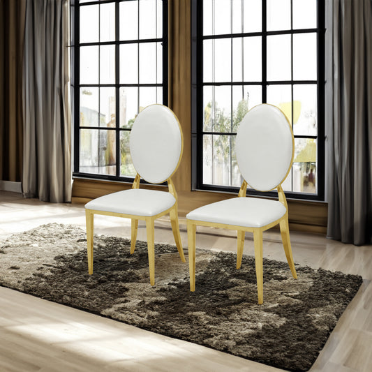 Artisan Furniture Oval Back Dining Chairs Set of 2 White & Gold