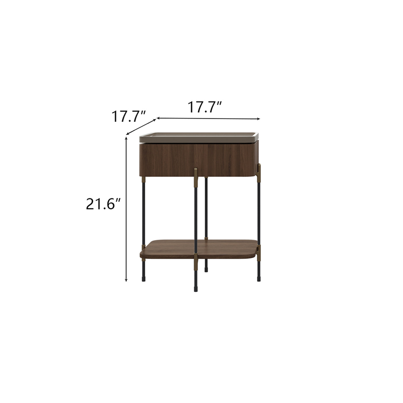 Dinfju Modern Side Table with Lift-top - Walnut