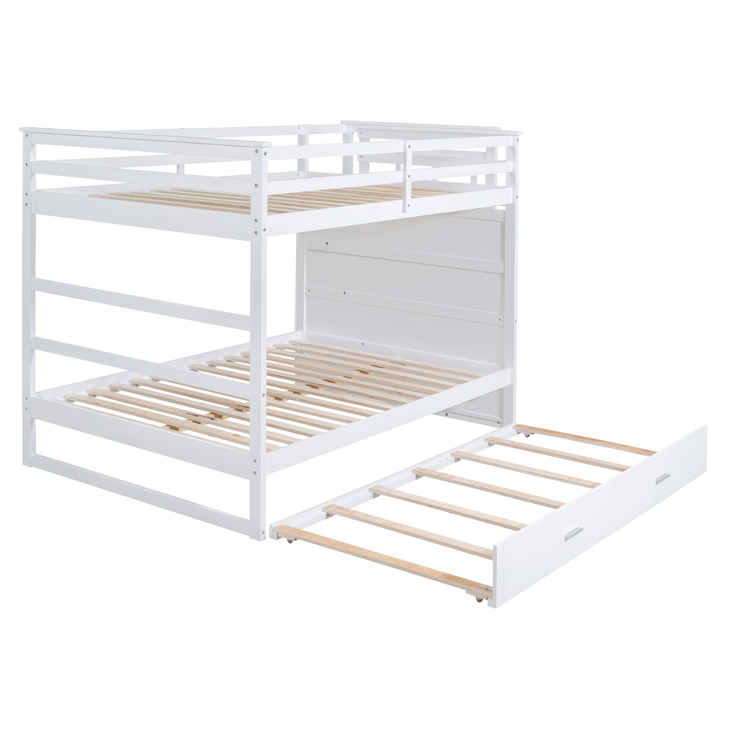 Full over Full Bunk Bed with Twin Size Trundle and Staircase - White - detail view 7