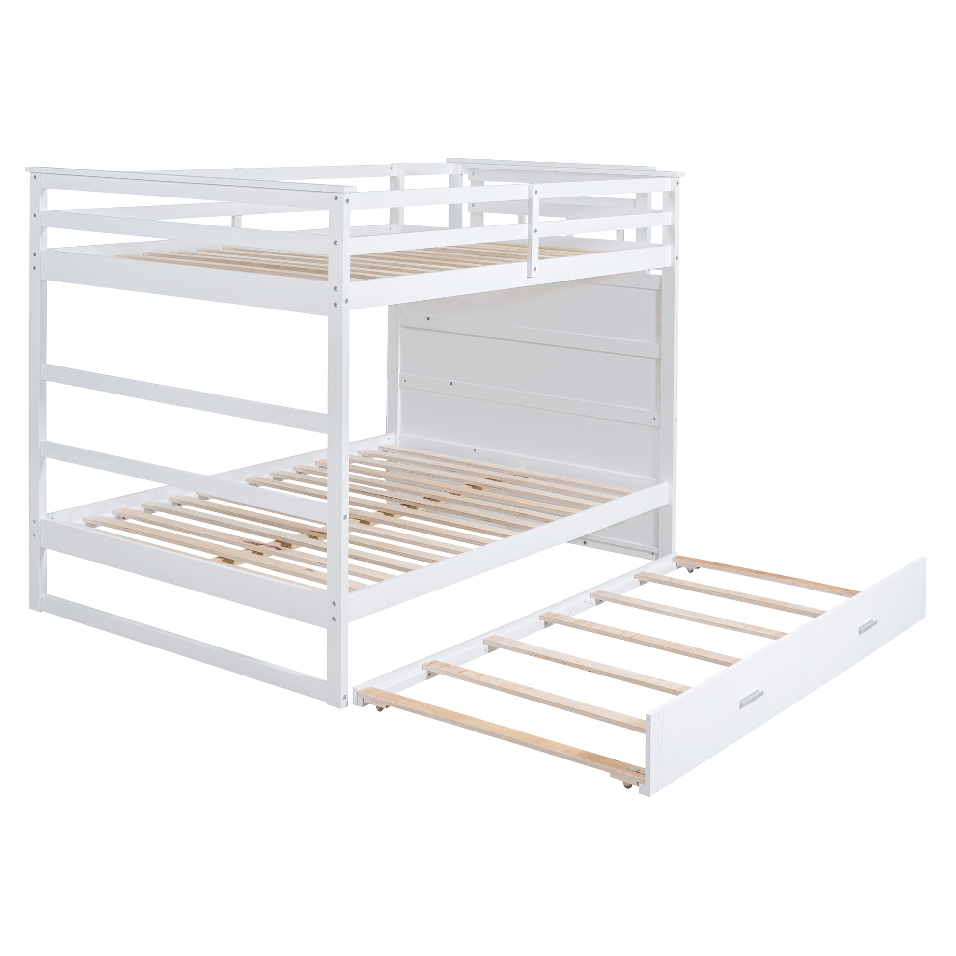 Full over Full Bunk Bed with Twin Size Trundle and Staircase - White - detail view 7
