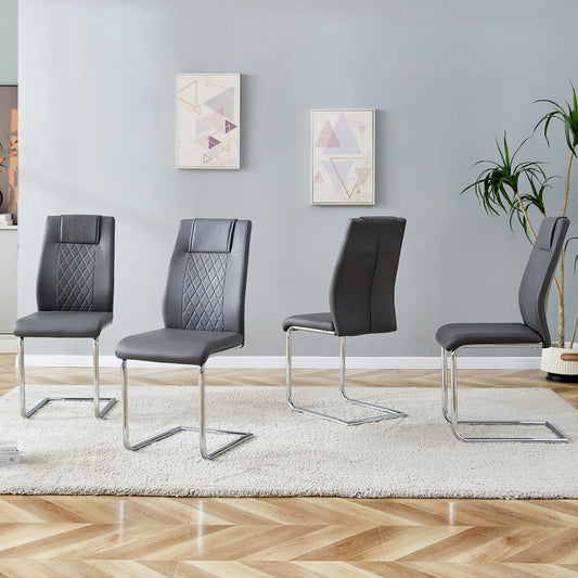 Linx Modern Gray PU Leather Side Chairs with Silver Legs