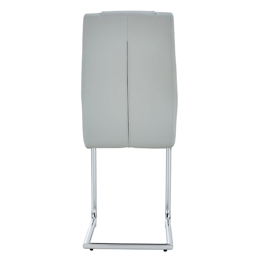 Linx Modern Light Gray PU Leather Side Chairs with Silver Legs