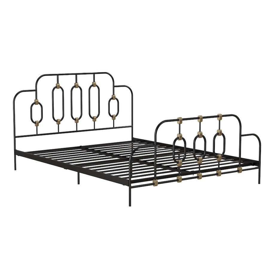 Ola Full Size Metal Bed - Black & Gold