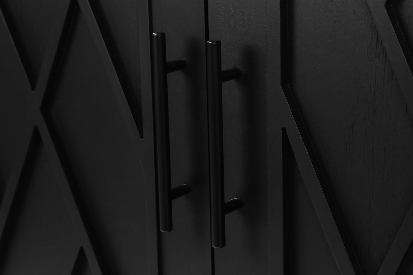 Zrun 4-Door Wooden Twill Sideboard - Black & Dark Walnut