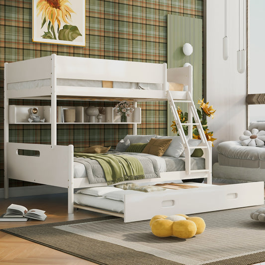 Zenora Twin over Full Bunk Bed with Shelf - Cream