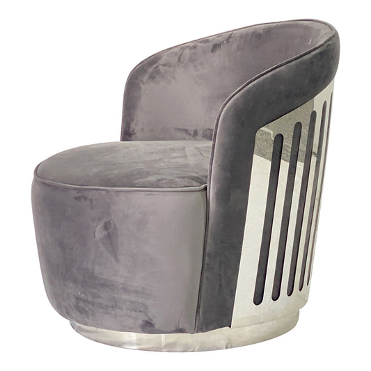 Waller Modern Velvet Accent Chair with Turned Legs - Smoke Gray & Silver