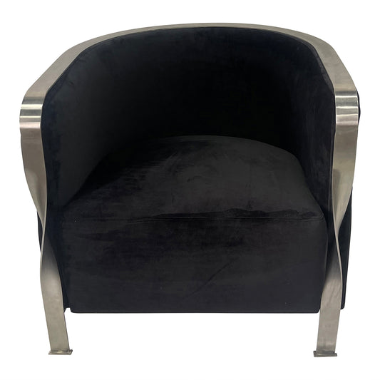 Wallen Modern Velvet Accent Chair with Turned Legs - Black & Silver