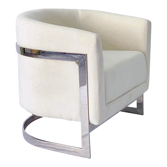 Miranda White & Silver Velvet Accent Chair