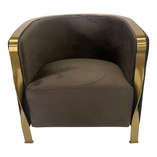 Ridgley Velvet Accent Chair - Brown & Gold