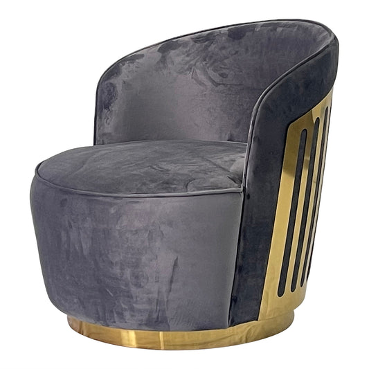 Waller Modern Velvet Accent Chair with Turned Legs - Gray & Gold