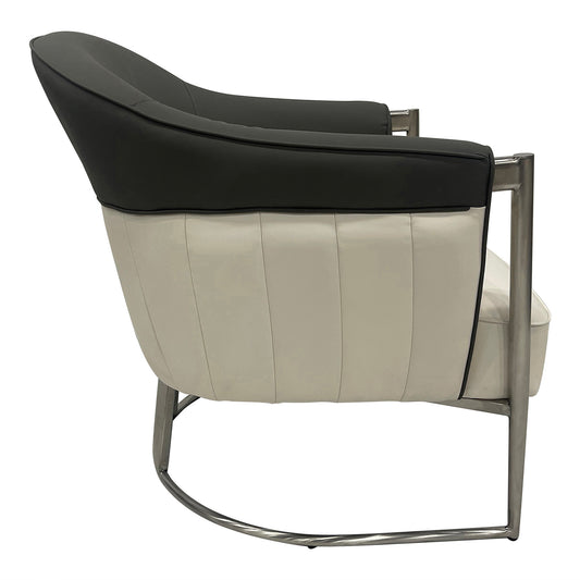 Grandon Modern Leatherette Accent Chair - Off-White & Gray