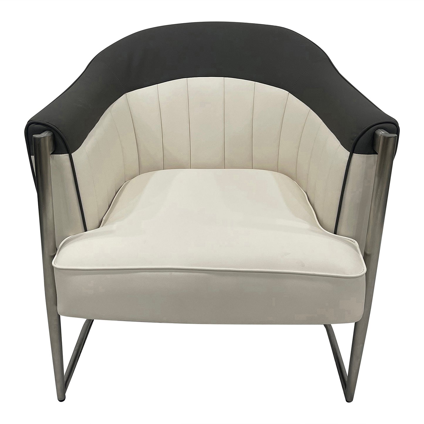 Grandon Modern Leatherette Accent Chair - Off-White & Gray