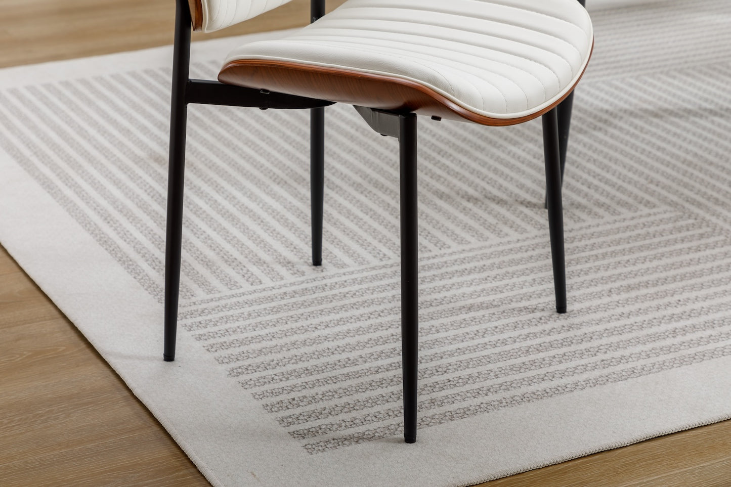 Samson Mid-Century Modern Bentwood Dining Chairs - White & Walnut