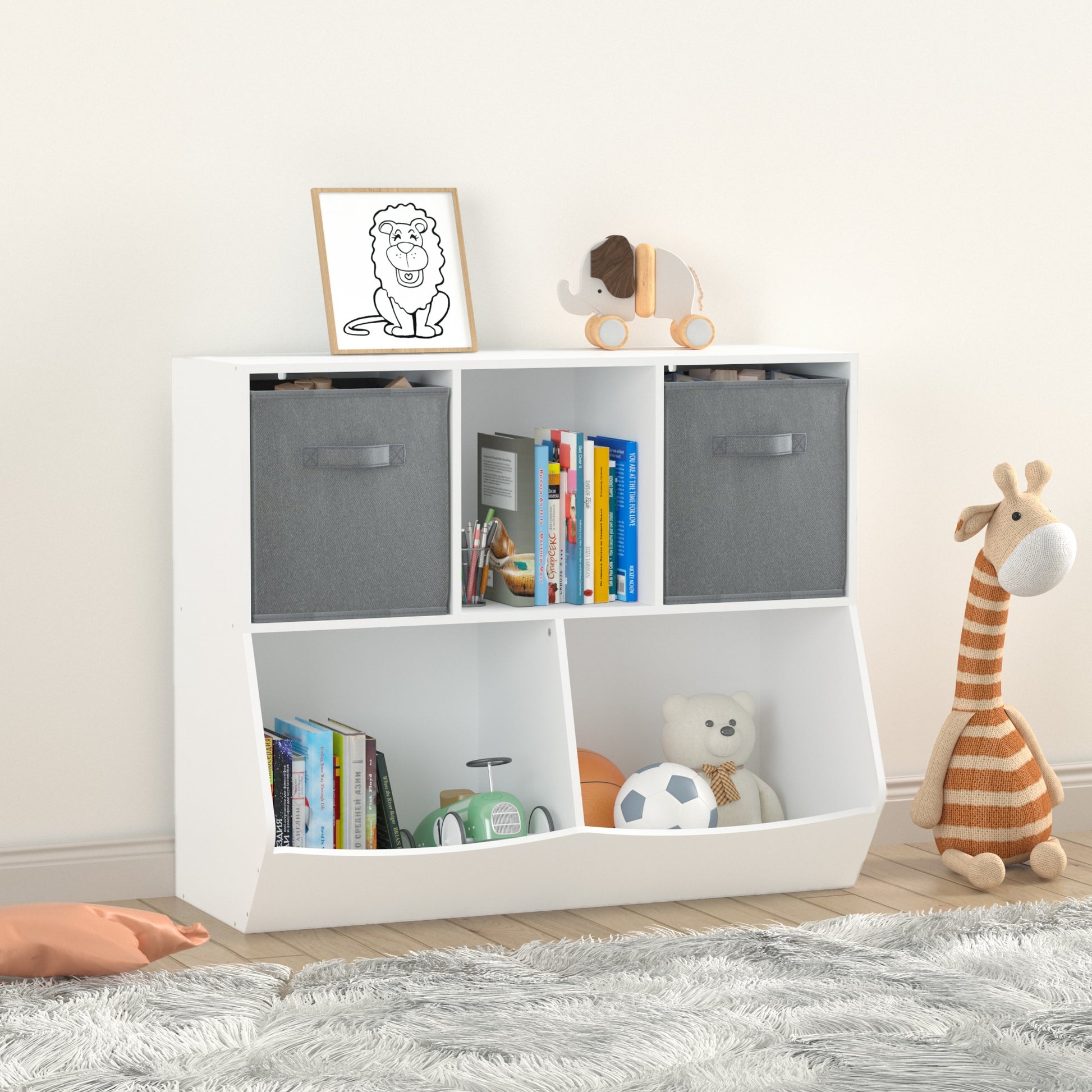 Moonriver Kids Bookcase with Collapsible Drawers