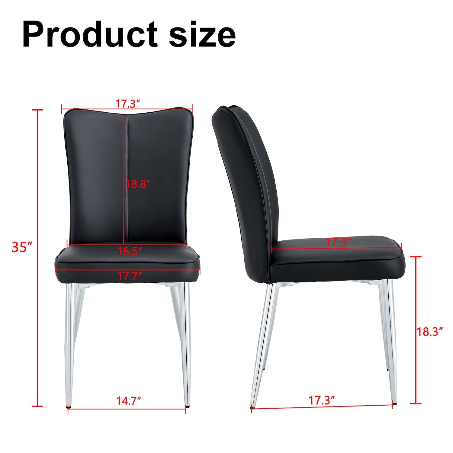 Droom Modern PU Leather Dining Side Chair - Black