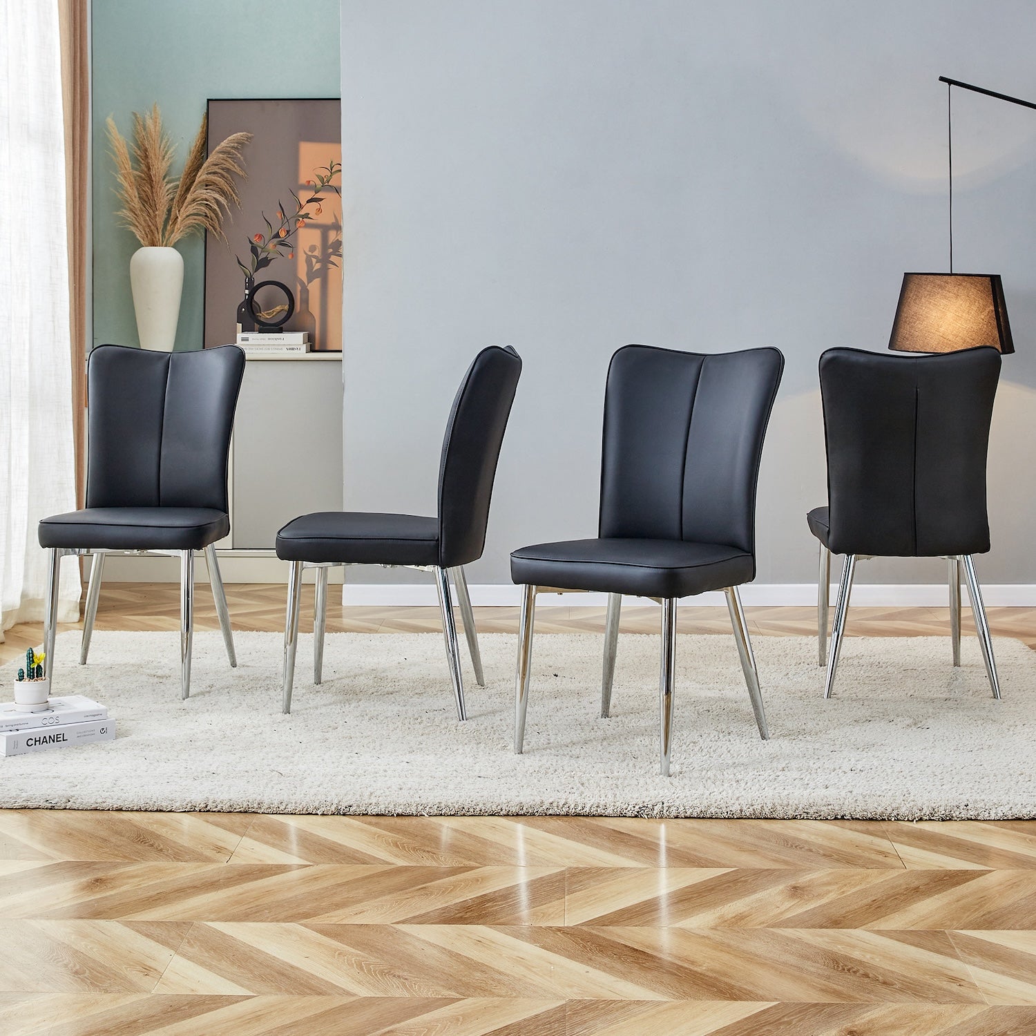 Droom Modern PU Leather Dining Side Chair - Black