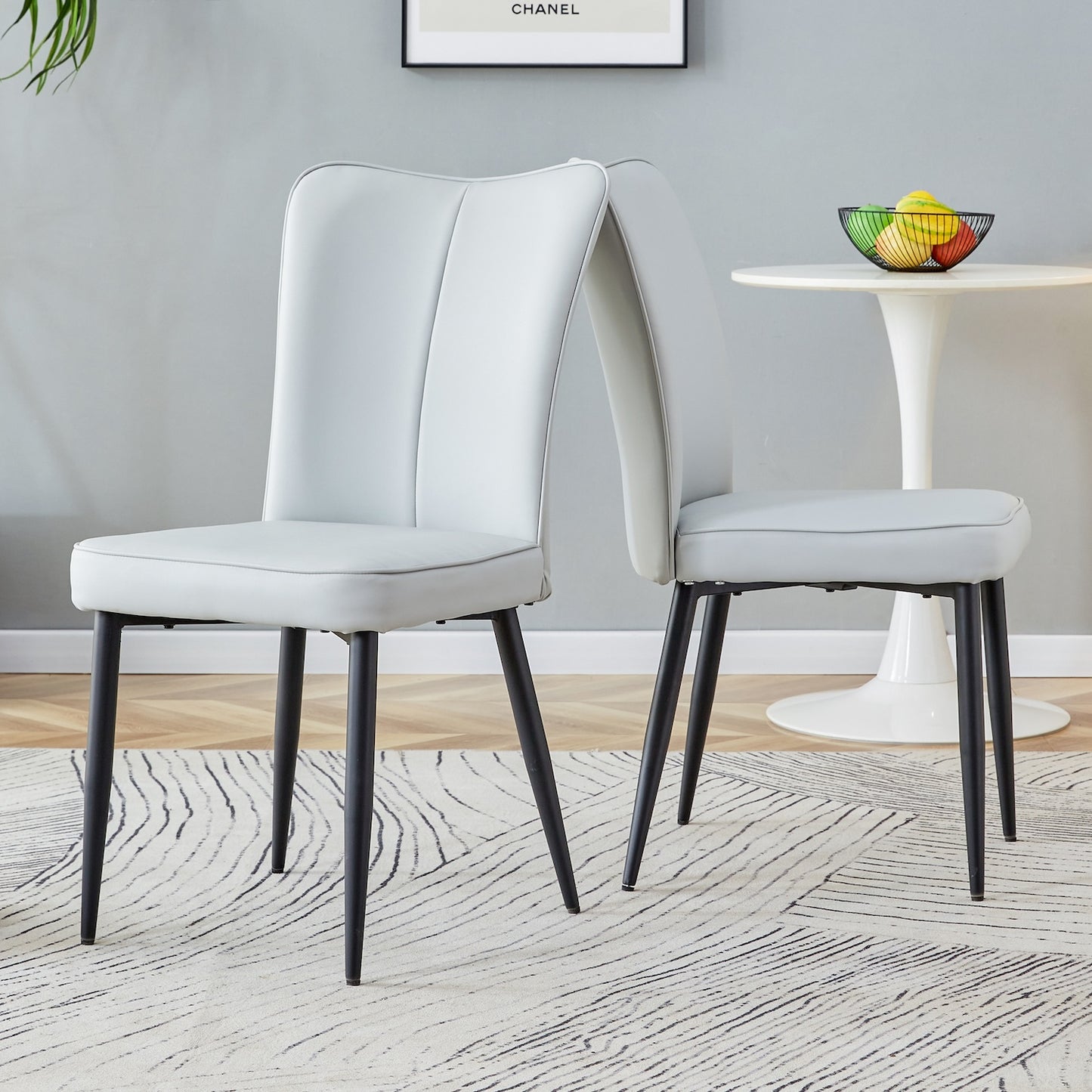 Droom Modern PU Leather Dining Side Chair - Light Gray
