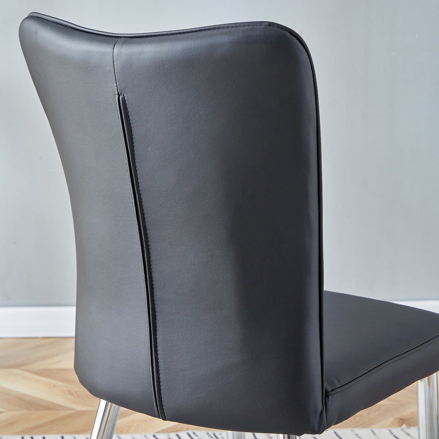 Droom Modern PU Leather Dining Side Chair - Black