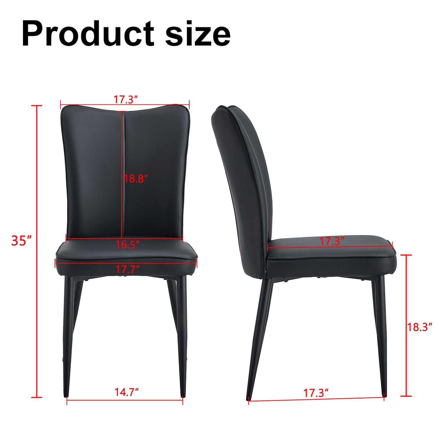 Droom Modern PU Leather Dining Side Chair - Black