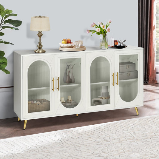 Zrun Accent Cabinet with Glass Door Fronts - Antique White