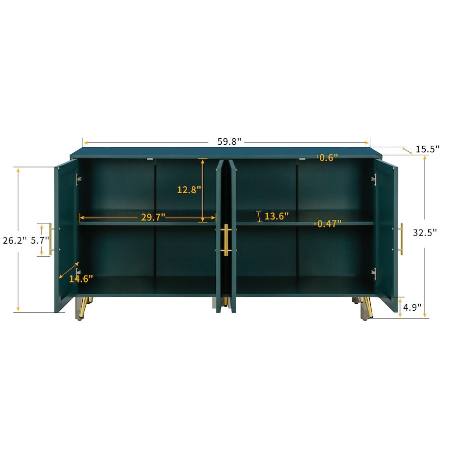 Zrun 4-Door Wooden Cabinet - Green