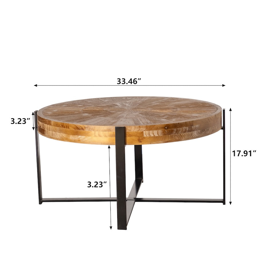 Velveta Retro Style Wooden Coffee Table with Black X Base