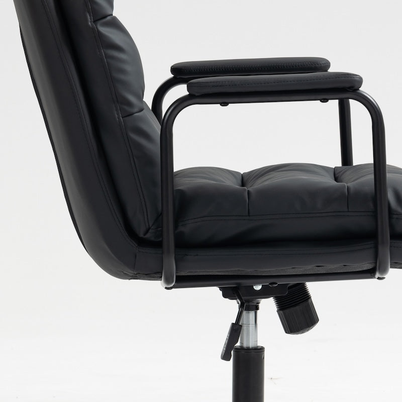 Skylark Mid-Back PU Leather Swivel Office Chair - Black