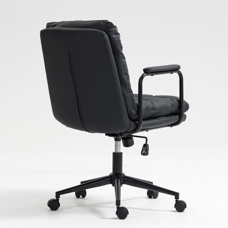 Skylark Mid-Back PU Leather Swivel Office Chair - Black