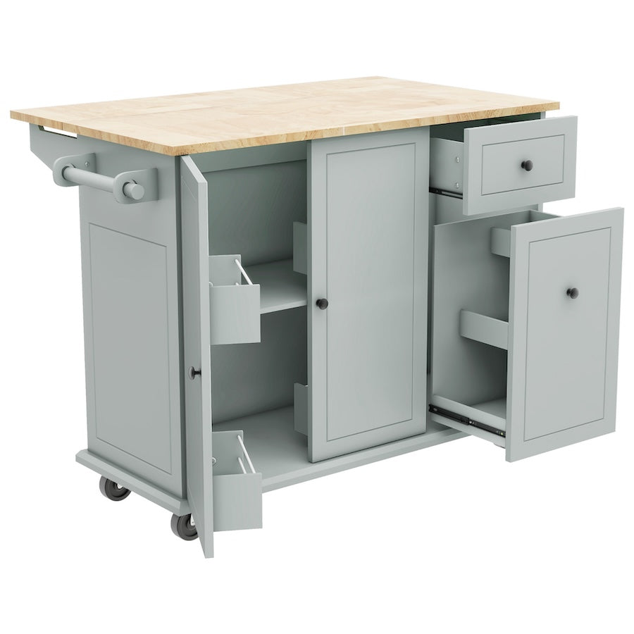 K&K Kitchen Island Cart with 3 Tier Organizer - Gray