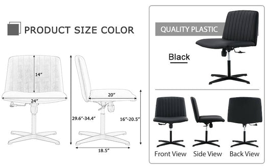 Ambrosia Black PU Adjustable Height Office Chair