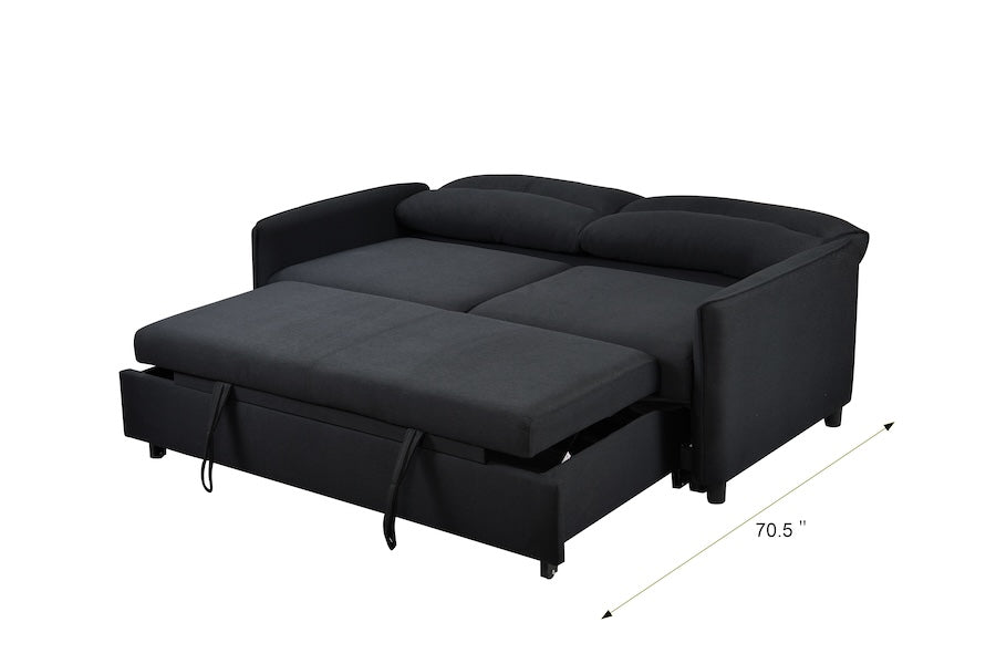 Saffron Contemporary Upholstered Sofa Bed - Black