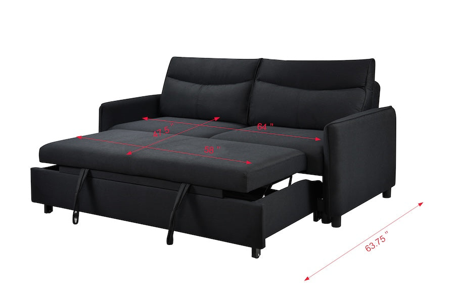Saffron Contemporary Upholstered Sofa Bed - Black
