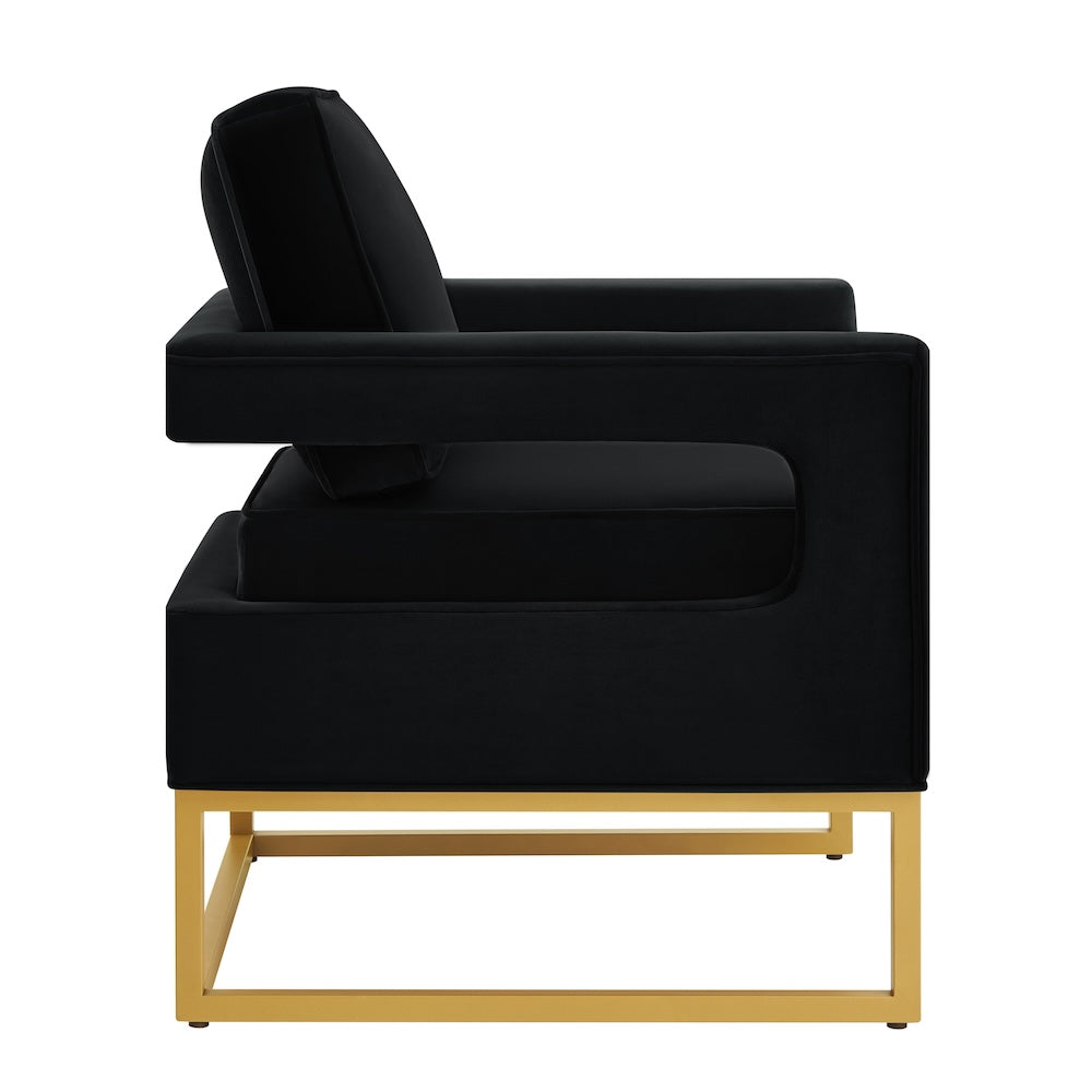 Apex Modern Velvet Accent Arm Chair - Black