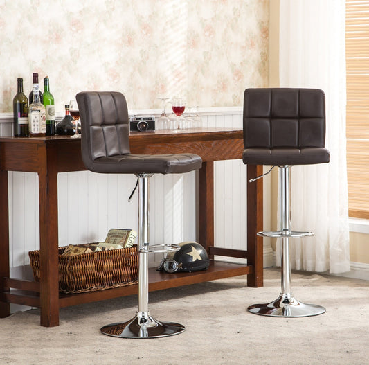 Parker Faux Leather Swivel Bar Stools Set of 2 Brown