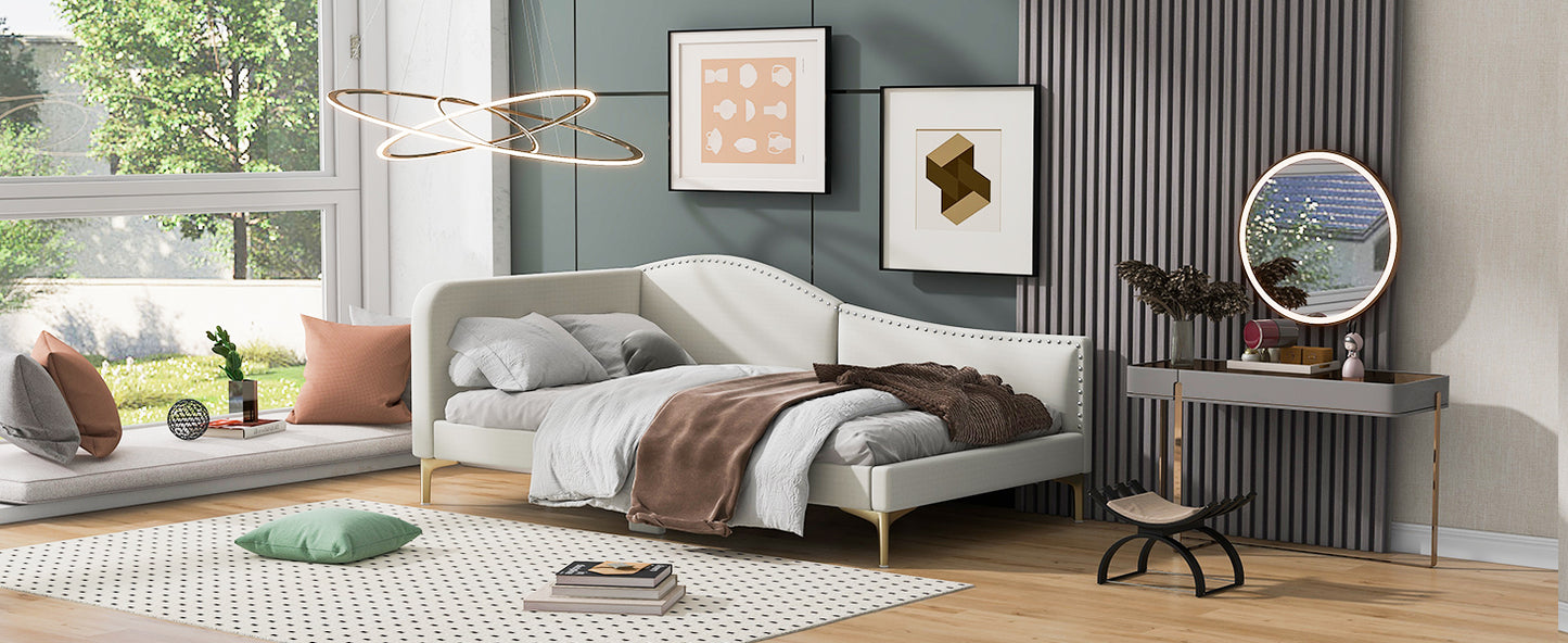 Ori Twin Size Upholstered Daybed with Headboard and Armrest