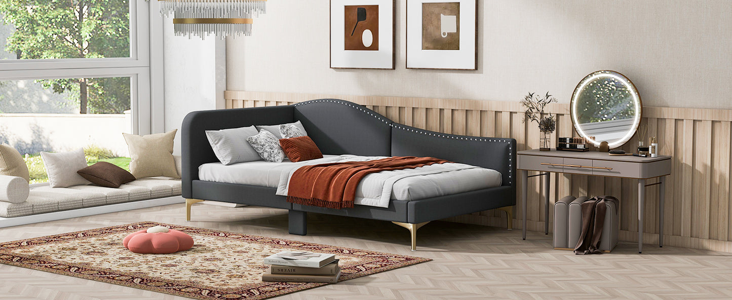 Ori Full Size Upholstered Daybed with Headboard and Armrest