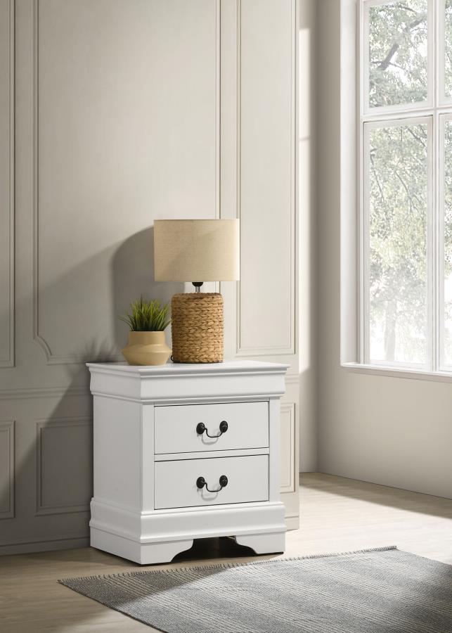 Trinity Louis Philippe 2-Drawer Nightstand – White