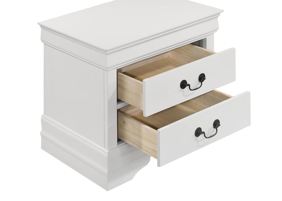 Trinity Louis Philippe 2-Drawer Nightstand – White