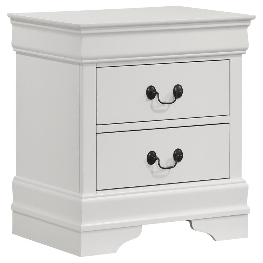 Trinity Louis Philippe 2-Drawer Nightstand – White