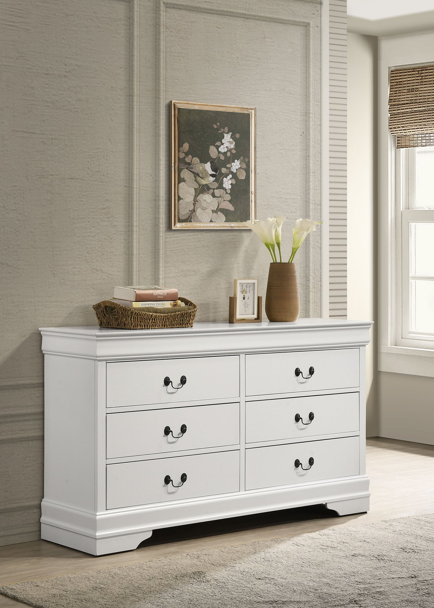 Trinity Louis Philippe 6-Drawer Dresser – White