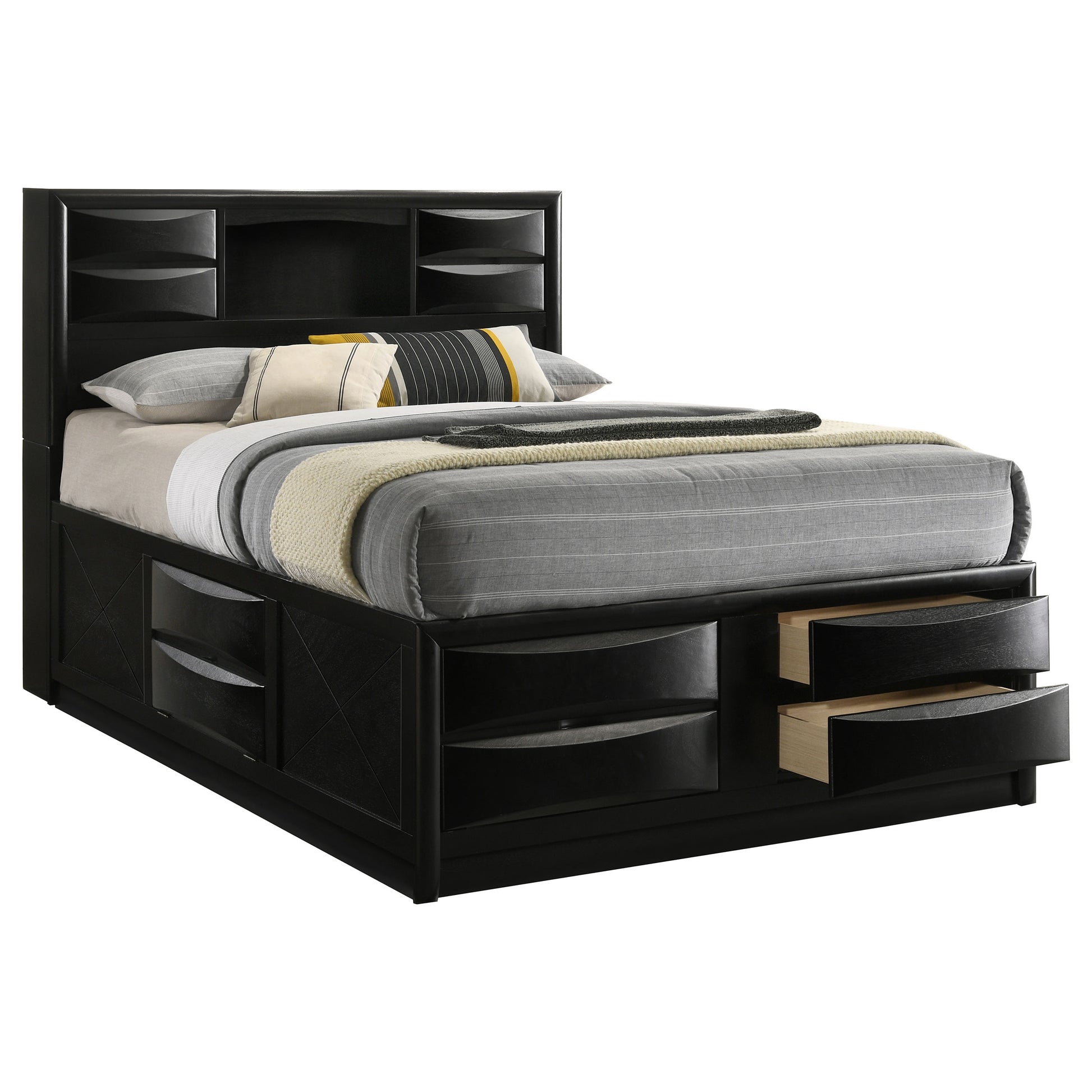 Briana California King Storage Bookcase Bed – Black