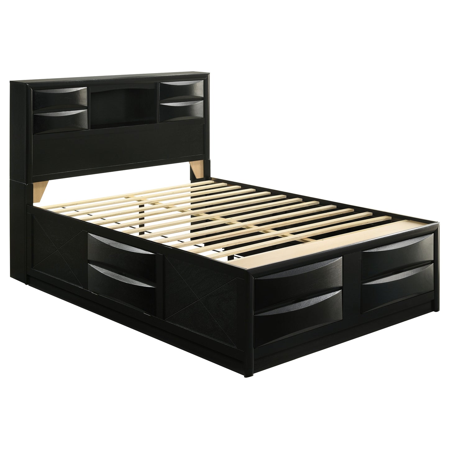 Briana California King Storage Bookcase Bed – Black