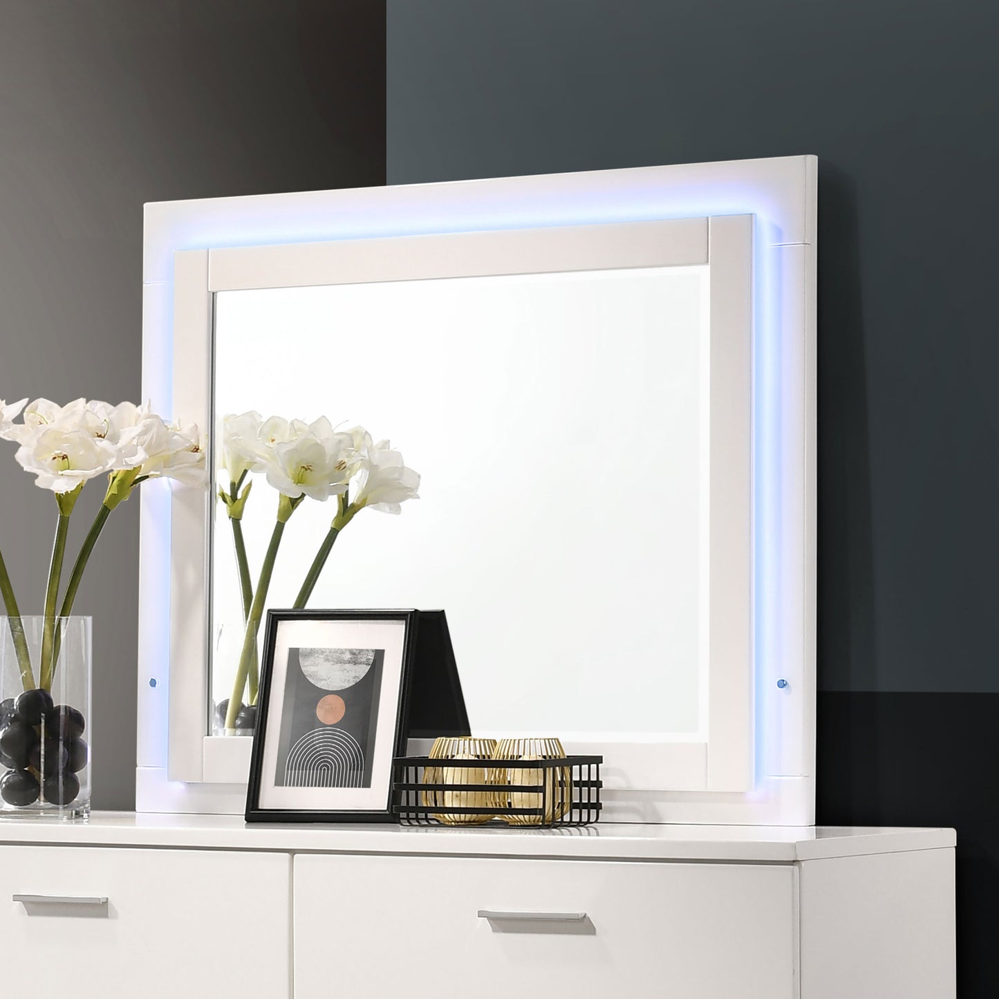 Felicity LED Dresser Mirror – White High Gloss