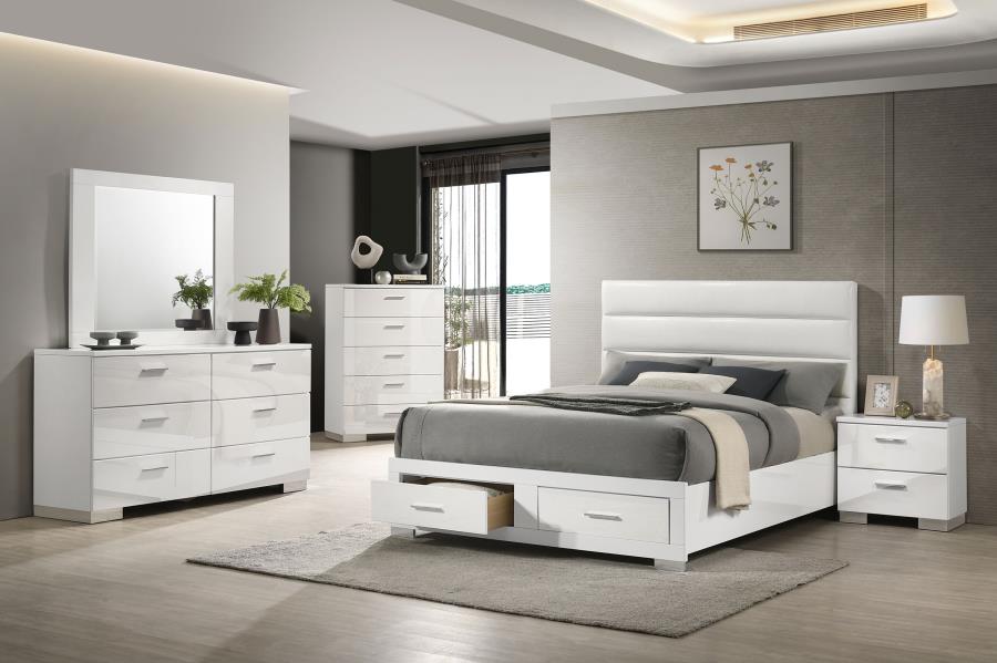 Felicity Eastern King Storage Bed – White High Gloss