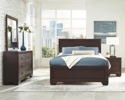 Kauffman Wood Queen Panel Bed Dark Cocoa